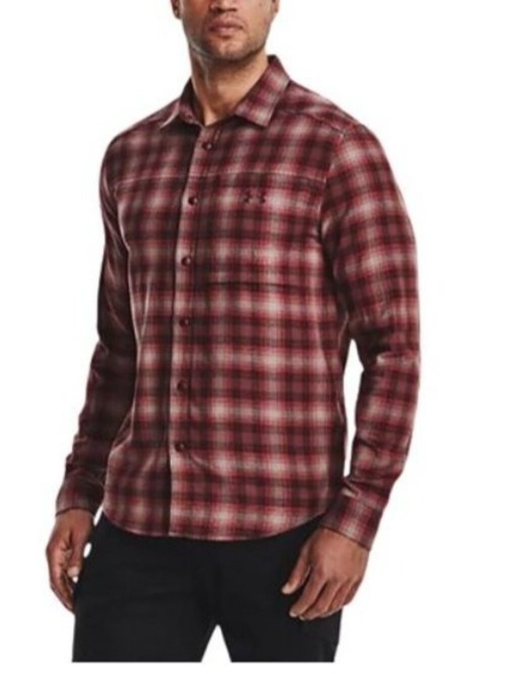 Under Armour Plaid Button Up Long Sleeve Shirt Medium Red Cotton Casual